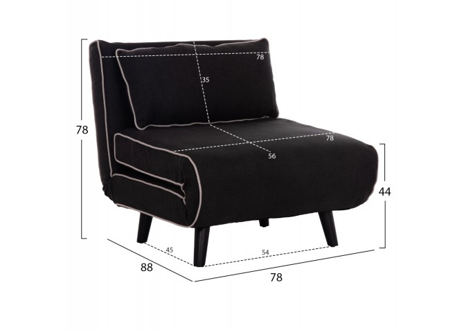ΠΟΛΥΘΡΟΝΑ ΚΡΕΒΑΤΙ BRAXTON HM8425.03 ΜΑΥΡΟ ΥΦΑΣΜΑ 78x88x78Υεκ.