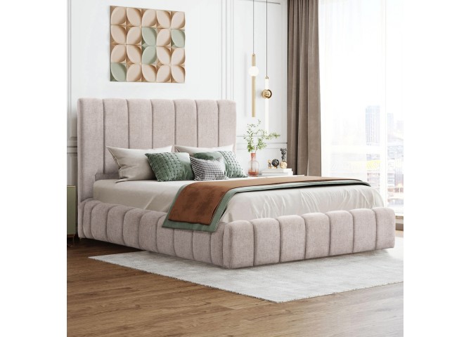ΚΡΕΒΑΤΙ ΔΙΠΛΟ ΜΕ ΣΤΡΩΜΑ & ΑΠΟΘ.ΧΩΡΟ REMO HM21167 ΜΠΕΖ ΜΠΟΥΚΛΕ--ΓΙΑ 160x200εκ