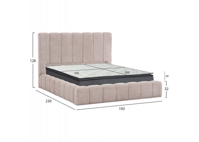 ΚΡΕΒΑΤΙ ΔΙΠΛΟ ΜΕ ΣΤΡΩΜΑ & ΑΠΟΘ.ΧΩΡΟ REMO HM21167 ΜΠΕΖ ΜΠΟΥΚΛΕ--ΓΙΑ 160x200εκ