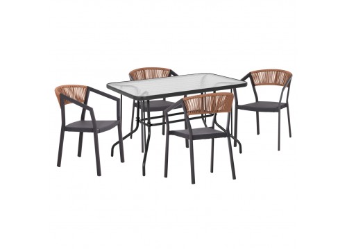 ΣΕΤ ΤΡΑΠΕΖΑΡΙΑΣ 5ΤΜΧ ADAM HM21160 ΚΑΡΕΚΛΕΣ ΑΛΟΥΜΙΝΙΟΥ & ΤΡΑΠΕΖΙ 120x70 ΓΚΡΙ