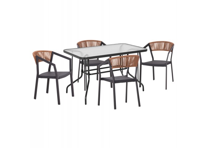 ΣΕΤ ΤΡΑΠΕΖΑΡΙΑΣ 5ΤΜΧ ADAM HM21160 ΚΑΡΕΚΛΕΣ ΑΛΟΥΜΙΝΙΟΥ & ΤΡΑΠΕΖΙ 120x70 ΓΚΡΙ