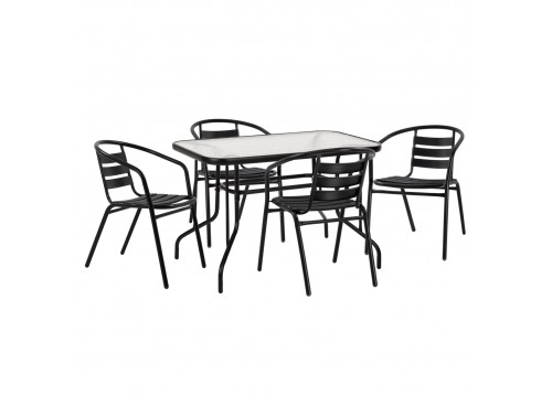 ΣΕΤ ΤΡΑΠΕΖΑΡΙΑΣ 5ΤΜΧ ADAM HM21220.03 ΚΑΡΕΚΛΕΣ ΜΕΤΑΛΛΙΚΕΣ & ΤΡΑΠΕΖΙ 110x60 ΜΑΥΡΟ