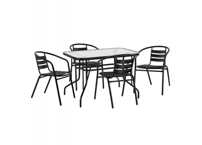 ΣΕΤ ΤΡΑΠΕΖΑΡΙΑΣ 5ΤΜΧ ADAM HM21220.03 ΚΑΡΕΚΛΕΣ ΜΕΤΑΛΛΙΚΕΣ & ΤΡΑΠΕΖΙ 110x60 ΜΑΥΡΟ