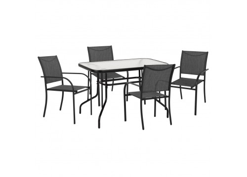 ΣΕΤ ΤΡΑΠΕΖΑΡΙΑΣ 5ΤΜΧ REDAN HM21223.01 ΤΡΑΠΕΖΙ & 4 ΠΟΛΥΘΡΟΝΕΣ ΣΕ ΜΑΥΡΟ