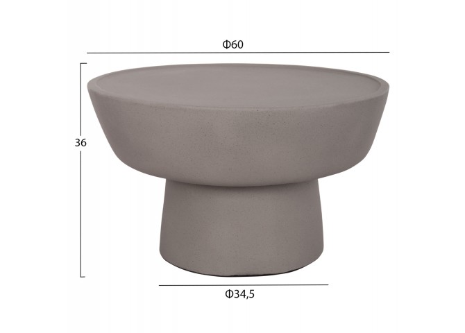 ΤΡΑΠΕΖΙ ΣΑΛΟΝΙΟΥ PIRSON HM18155.03 FIBER CEMENT ΣΕ ΓΚΡΙ--Φ60x36Υεκ.