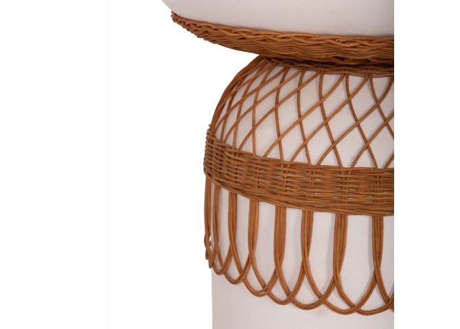 ΤΡΑΠΕΖΙ ΤΡΑΠΕΖΑΡΙΑΣ PRILEP HM18159.02 FIBER CEMENT ΛΕΥΚΟ & RATTAN--Φ60x76,5Υεκ