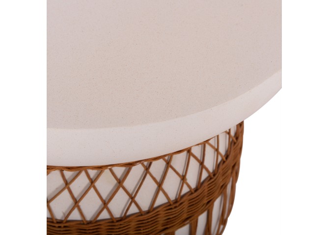 ΤΡΑΠΕΖΙ ΤΡΑΠΕΖΑΡΙΑΣ PRILEP HM18159.02 FIBER CEMENT ΛΕΥΚΟ & RATTAN--Φ60x76,5Υεκ