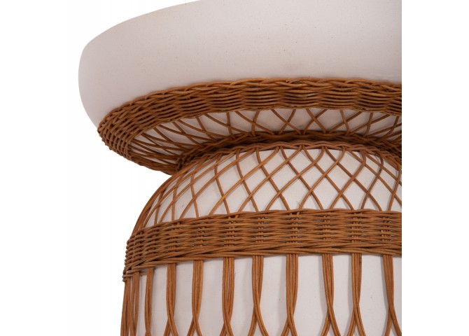 ΤΡΑΠΕΖΙ ΤΡΑΠΕΖΑΡΙΑΣ PRILEP HM18159.02 FIBER CEMENT ΛΕΥΚΟ & RATTAN--Φ60x76,5Υεκ