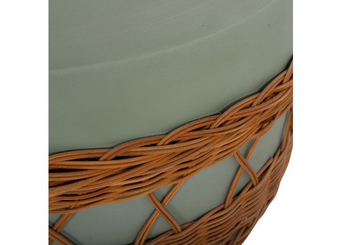 ΤΡΑΠΕΖΙ ΣΑΛΟΝΙΟΥ VILHENA HM18165 FIBER CEMENT ΠΡΑΣΙΝΟ-RATTAN ΦΥΣΙΚΟ Φ56x47Υεκ.