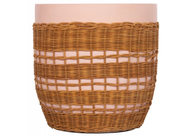 ΒΟΗΘΗΤΙΚΟ ΤΡΑΠΕΖΙ VILHENA HM18166 FIBER CEMENT ΡΟΖ-RATTAN ΦΥΣΙΚΟ Φ44.5x45Υεκ.