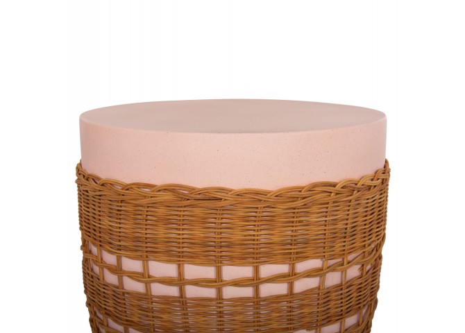 ΒΟΗΘΗΤΙΚΟ ΤΡΑΠΕΖΙ VILHENA HM18166 FIBER CEMENT ΡΟΖ-RATTAN ΦΥΣΙΚΟ Φ44.5x45Υεκ.