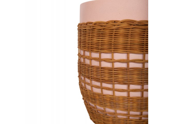 ΒΟΗΘΗΤΙΚΟ ΤΡΑΠΕΖΙ VILHENA HM18166 FIBER CEMENT ΡΟΖ-RATTAN ΦΥΣΙΚΟ Φ44.5x45Υεκ.