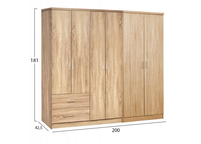 ΝΤΟΥΛΑΠΑ 6ΦΥΛΛΗ BLAKELY HM21235.02 ΜΕΛΑΜΙΝΗ ΧΡΩΜΑ SONAMA 201x43x181Υεκ