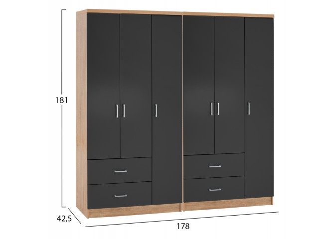 ΝΤΟΥΛΑΠΑ 6ΦΥΛΛΗ CAESAR HM21236.01 ΜΕΛΑΜΙΝΗ SONAMA & ΣΚΟΥΡΟ ΓΚΡΙ 180x42,5Χ181Υεκ.