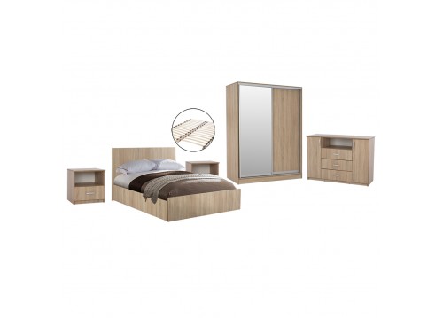 ΣΕΤ ΚΡΕΒΑΤΟΚΑΜΑΡΑΣ 6ΤΜΧ ADLER HM11759 ΜΕΛΑΜΙΝΗ SONAMA OAK-ΓΙΑ ΣΤΡΩΜΑ 160x200εκ