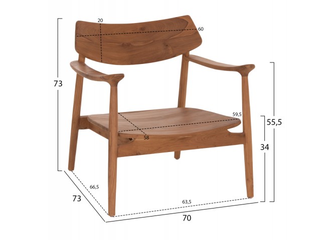 ΠΟΛΥΘΡΟΝΑ LOUNGE RANGER HM18255.01 ΞΥΛΟ TEAK ΣΕ ΦΥΣΙΚΟ 70x73x73Υεκ.