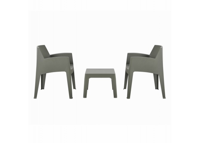 ΣΕΤ LOUNGE ΠΟΛΥΠΡΟΠΥΛΕΝΙΟΥ SLEEK HM21267.05 ΤΡΑΠΕΖΑΚΙ & 2 ΠΟΛΥΘΡΟΝΕΣ-DARK OLIVE GREEN