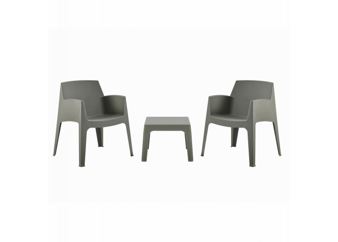 ΣΕΤ LOUNGE ΠΟΛΥΠΡΟΠΥΛΕΝΙΟΥ SLEEK HM21267.05 ΤΡΑΠΕΖΑΚΙ & 2 ΠΟΛΥΘΡΟΝΕΣ-DARK OLIVE GREEN