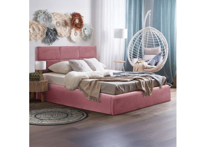 ΚΡΕΒΑΤΙ ΔΙΠΛΟ & ΣΤΡΩΜΑ BRILEY HM21272.02 ΣΑΠΙΟ ΜΗΛΟ ΒΕΛΟΥΔΟ ΜΕ ΑΠΟΘ.ΧΩΡΟ--ΓΙΑ 160x200εκ