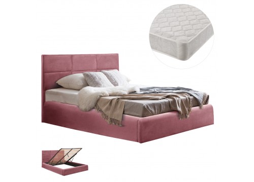ΚΡΕΒΑΤΙ ΔΙΠΛΟ & ΣΤΡΩΜΑ BRILEY HM21272.02 ΣΑΠΙΟ ΜΗΛΟ ΒΕΛΟΥΔΟ ΜΕ ΑΠΟΘ.ΧΩΡΟ--ΓΙΑ 160x200εκ