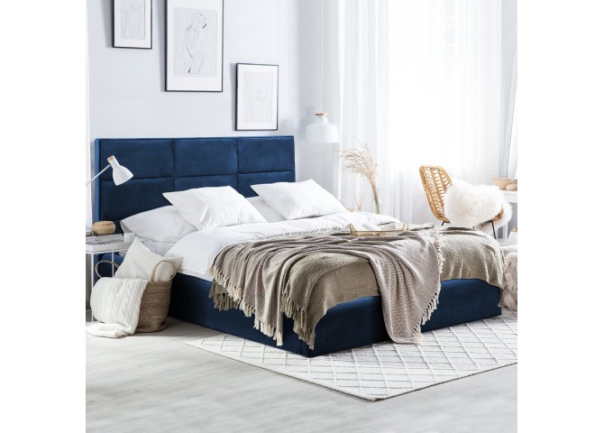 ΚΡΕΒΑΤΙ ΔΙΠΛΟ & ΣΤΡΩΜΑ BRILEY HM21272.03 ΜΠΛΕ ΒΕΛΟΥΔΟ ΜΕ ΑΠΟΘ.ΧΩΡΟ--ΓΙΑ 160x200εκ