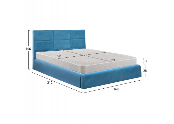 ΚΡΕΒΑΤΙ ΔΙΠΛΟ & ΣΤΡΩΜΑ BRILEY HM21272.04 ΠΕΤΡΟΛ ΒΕΛΟΥΔΟ ΜΕ ΑΠΟΘ.ΧΩΡΟ--ΓΙΑ 160x200εκ