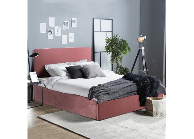 ΚΡΕΒΑΤΙ ΔΙΠΛΟ & ΣΤΡΩΜΑ ALLIE HM21273.02 ΣΑΠΙΟ ΜΗΛΟ ΒΕΛΟΥΔΟ ΜΕ ΑΠΟΘ.ΧΩΡΟ--ΓΙΑ 160x200εκ