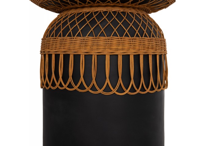 ΤΡΑΠΕΖΙ ΤΡΑΠΕΖΑΡΙΑΣ PRILEP HM18159.01 FIBER CEMENT ΜΑΥΡΟ & RATTAN--Φ60x76,5Υεκ