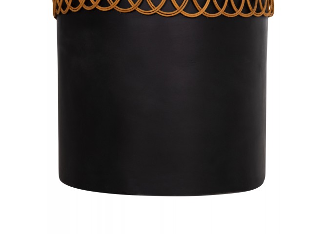 ΤΡΑΠΕΖΙ ΤΡΑΠΕΖΑΡΙΑΣ PRILEP HM18159.01 FIBER CEMENT ΜΑΥΡΟ & RATTAN--Φ60x76,5Υεκ