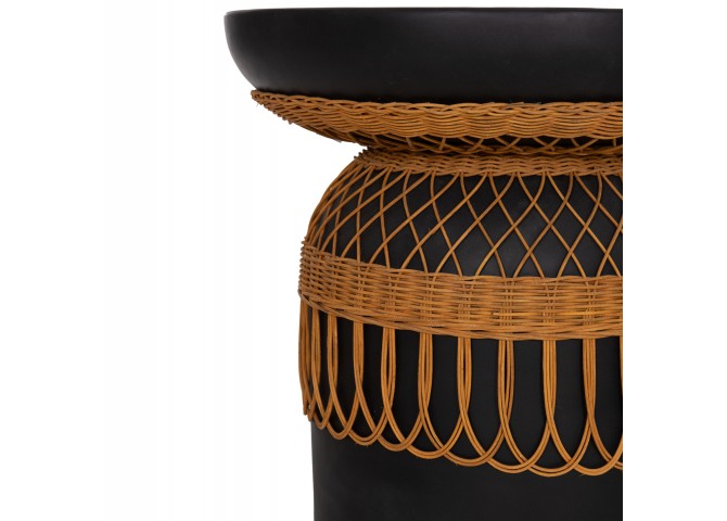ΤΡΑΠΕΖΙ ΤΡΑΠΕΖΑΡΙΑΣ PRILEP HM18159.01 FIBER CEMENT ΜΑΥΡΟ & RATTAN--Φ60x76,5Υεκ