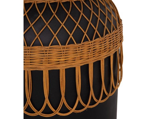 ΤΡΑΠΕΖΙ ΤΡΑΠΕΖΑΡΙΑΣ PRILEP HM18159.01 FIBER CEMENT ΜΑΥΡΟ & RATTAN--Φ60x76,5Υεκ