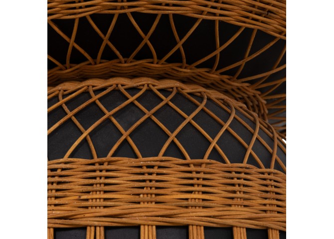 ΤΡΑΠΕΖΙ ΤΡΑΠΕΖΑΡΙΑΣ PRILEP HM18159.01 FIBER CEMENT ΜΑΥΡΟ & RATTAN--Φ60x76,5Υεκ