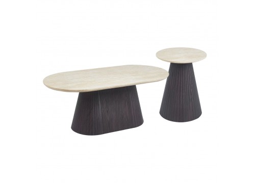 ΣΕΤ 2ΤΜΧ ΤΡΑΠΕΖΙΑ ΣΑΛΟΝΙΟΥ CATER HM21260 ΚΕΡΑΜΙΚΟ TOP ΟΨΗ ΤΡΑΒΕΡΤΙΝΑΣ-MDF ΒΑΣΗ ΚΑΦΕ