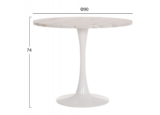ΤΡΑΠΕΖΙ ΤΡΑΠΕΖΑΡΙΑΣ ROLLO HM9421.11 ΣΤΡΟΓΓΥΛΟ WHITE MARBLE Φ90x74Υεκ.