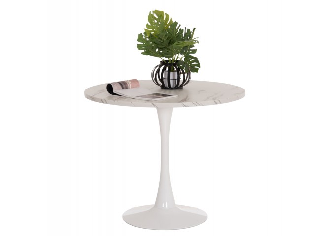 ΤΡΑΠΕΖΙ ΤΡΑΠΕΖΑΡΙΑΣ ROLLO HM9421.11 ΣΤΡΟΓΓΥΛΟ WHITE MARBLE Φ90x74Υεκ.