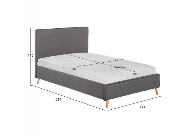 ΚΡΕΒΑΤΙ ΜΕ ΣΤΡΩΜΑ MAYLIN HM21281.03 ΓΚΡΙ ΥΦΑΣΜΑ--ΓΙΑ 120x200εκ