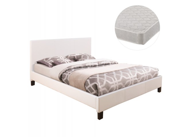 ΚΡΕΒΑΤΙ ΜΕ ΣΤΡΩΜΑ BECCA HM21283.01 ΛΕΥΚΟ PU--ΓΙΑ 150x200εκ