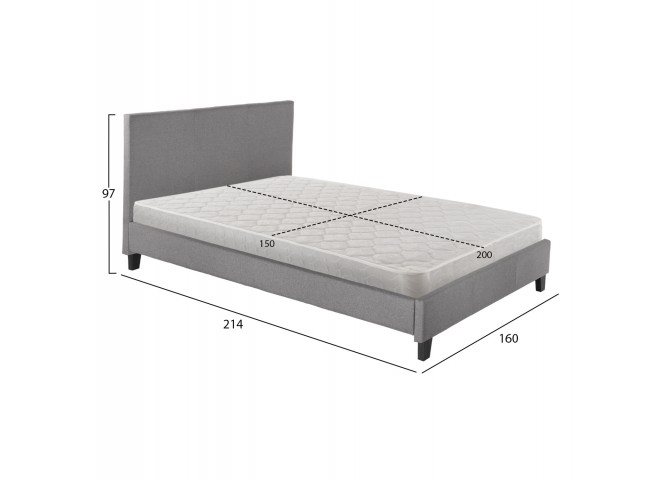 ΚΡΕΒΑΤΙ ΜΕ ΣΤΡΩΜΑ BECCA HM21283.04 ΓΚΡΙ ΥΦΑΣΜΑ--ΓΙΑ 150x200εκ