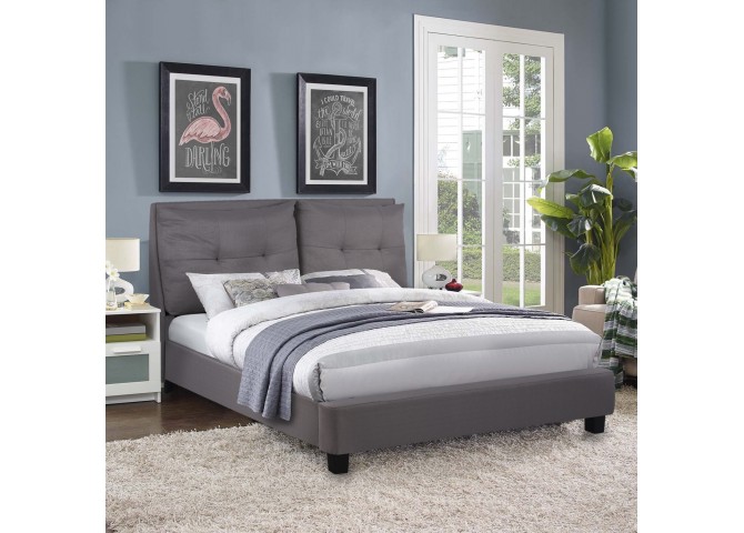 ΚΡΕΒΑΤΙ ΜΕ ΣΤΡΩΜΑ BILLIE HM21284.03 ΓΚΡΙ ΥΦΑΣΜΑ--ΓΙΑ 160x200εκ