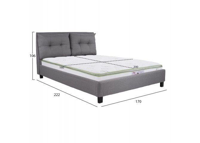 ΚΡΕΒΑΤΙ ΜΕ ΣΤΡΩΜΑ BILLIE HM21284.03 ΓΚΡΙ ΥΦΑΣΜΑ--ΓΙΑ 160x200εκ