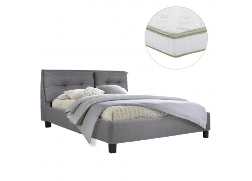 ΚΡΕΒΑΤΙ ΜΕ ΣΤΡΩΜΑ BILLIE HM21284.03 ΓΚΡΙ ΥΦΑΣΜΑ--ΓΙΑ 160x200εκ
