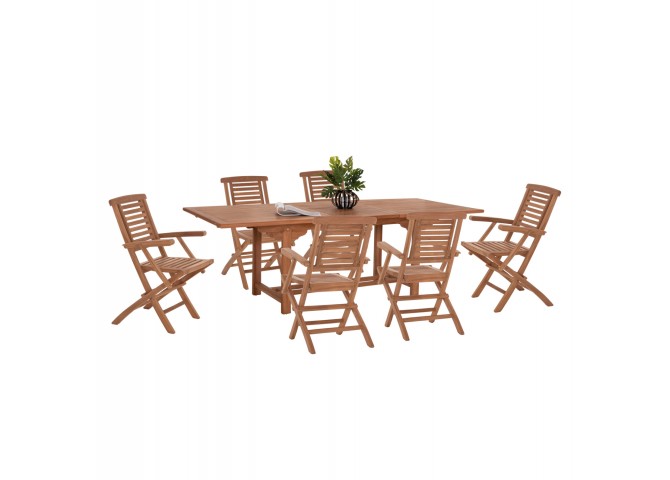 ΣΕΤ ΤΡΑΠΕΖΑΡΙΑΣ CRANDER HM21288 ΤΡΑΠΕΖΙ & 6 ΠΟΛΥΘΡΟΝΕΣ ΠΤΥΣΣΟΜΕΝΕΣ-ΤΕΑΚ