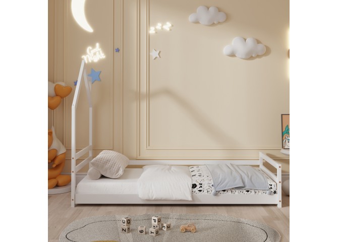 ΚΡΕΒΑΤΙ ΠΑΙΔΙΚΟ ΜΕ ΣΤΡΩΜΑ HOUSER HM21301 ΞΥΛΟ ΠΕΥΚΟΥ ΣΕ ΛΕΥΚΟ--ΣΤΡΩΜΑ 90x190εκ