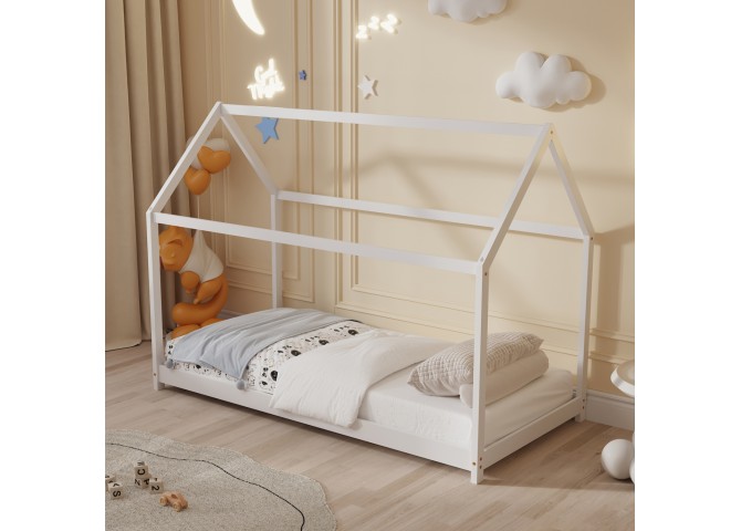 ΚΡΕΒΑΤΙ ΠΑΙΔΙΚΟ ΜΕ ΣΤΡΩΜΑ PEPE HM21302.01 ΞΥΛΟ ΠΕΥΚΟΥ ΣΕ ΛΕΥΚΟ--ΣΤΡΩΜΑ 90x190εκ