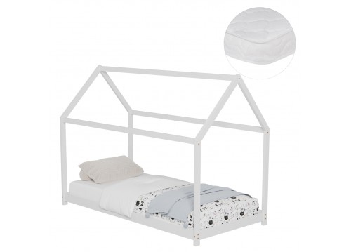 ΚΡΕΒΑΤΙ ΠΑΙΔΙΚΟ ΜΕ ΣΤΡΩΜΑ PEPE HM21302.01 ΞΥΛΟ ΠΕΥΚΟΥ ΣΕ ΛΕΥΚΟ--ΣΤΡΩΜΑ 90x190εκ