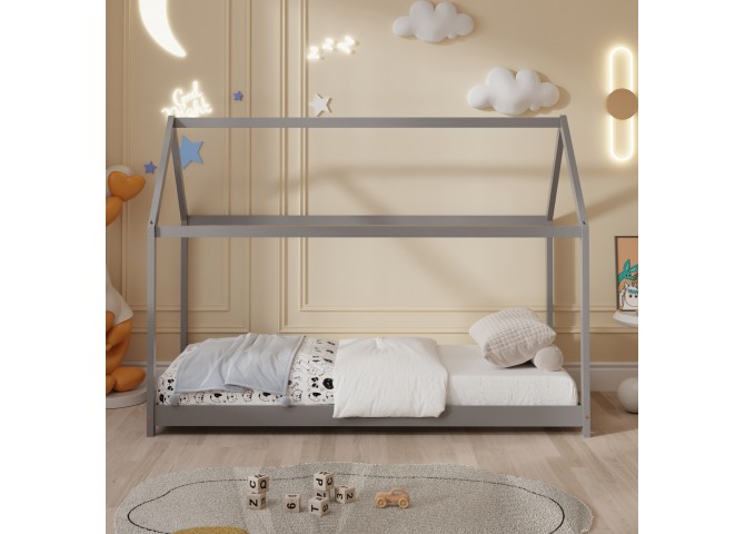 ΚΡΕΒΑΤΙ ΠΑΙΔΙΚΟ ΜΕ ΣΤΡΩΜΑ PEPE HM21302.02 ΞΥΛΟ ΠΕΥΚΟΥ ΣΕ ΓΚΡΙ--ΣΤΡΩΜΑ 90x190εκ