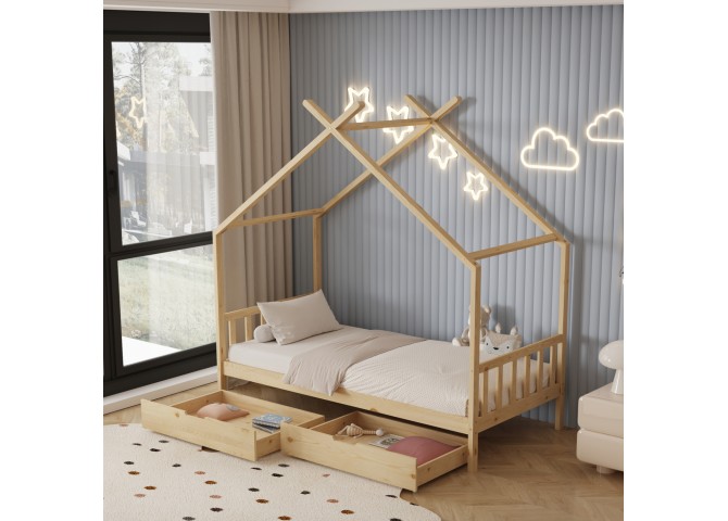 ΚΡΕΒΑΤΙ ΠΑΙΔΙΚΟ ΜΕ ΣΤΡΩΜΑ KLARICE HM21305 ΞΥΛΟ ΠΕΥΚΟΥ ΣΕ ΦΥΣΙΚΟ--ΣΤΡΩΜΑ 90x190εκ