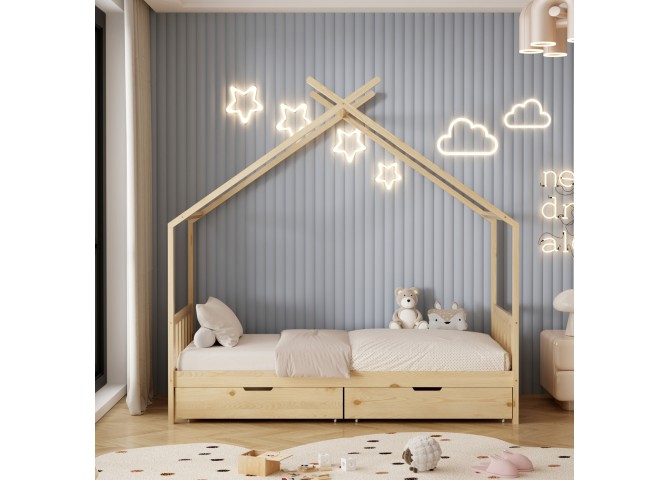 ΚΡΕΒΑΤΙ ΠΑΙΔΙΚΟ ΜΕ ΣΤΡΩΜΑ KLARICE HM21305 ΞΥΛΟ ΠΕΥΚΟΥ ΣΕ ΦΥΣΙΚΟ--ΣΤΡΩΜΑ 90x190εκ