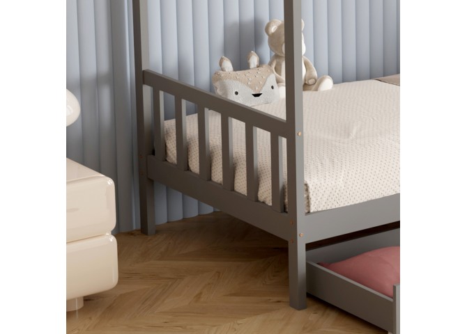 ΚΡΕΒΑΤΙ ΠΑΙΔΙΚΟ ΜΕ ΣΤΡΩΜΑ KLARICE HM21305.02 ΞΥΛΟ ΠΕΥΚΟΥ ΣΕ ΓΚΡΙ--ΣΤΡΩΜΑ 90x190εκ