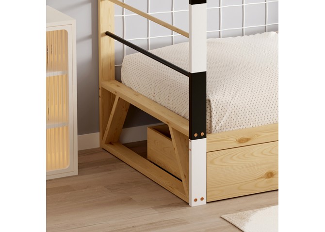 ΚΡΕΒΑΤΙ ΠΑΙΔΙΚΟ ΜΕ ΣΤΡΩΜΑ GOALIE HM21309 ΠΕΥΚΟ ΦΥΣΙΚΟ-ΛΕΥΚΟ-ΜΑΥΡΟ--ΣΤΡΩΜΑ 90x190εκ